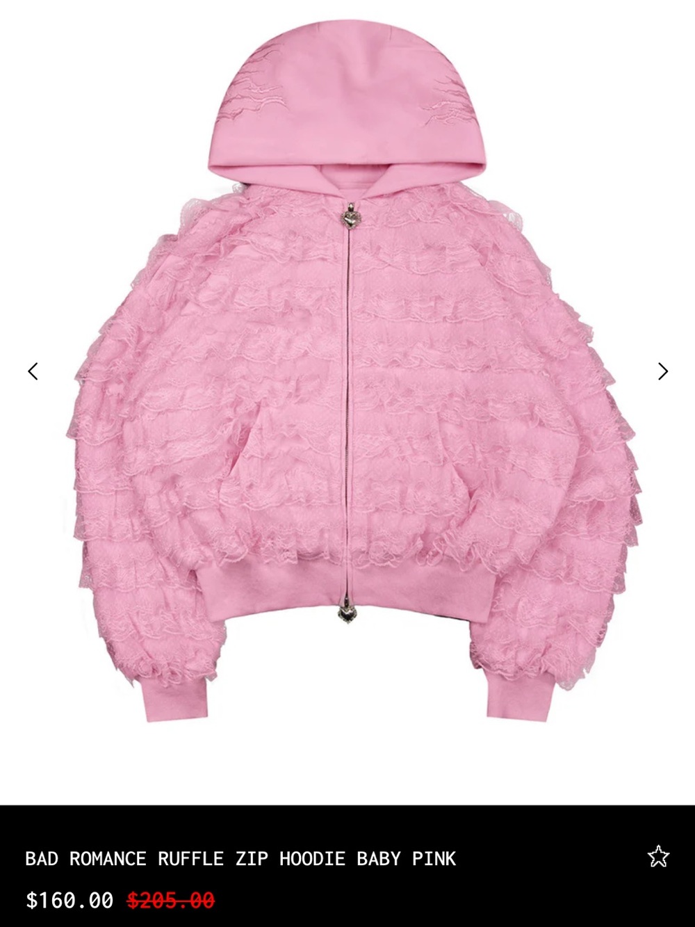 Bad Romance Baby Pink Ruffle Zip Hoodie - Women